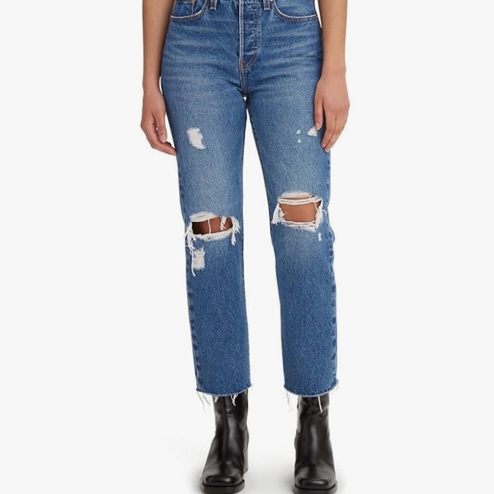 Levi's Wedgie Straight Leg Jeans with Distressed Details